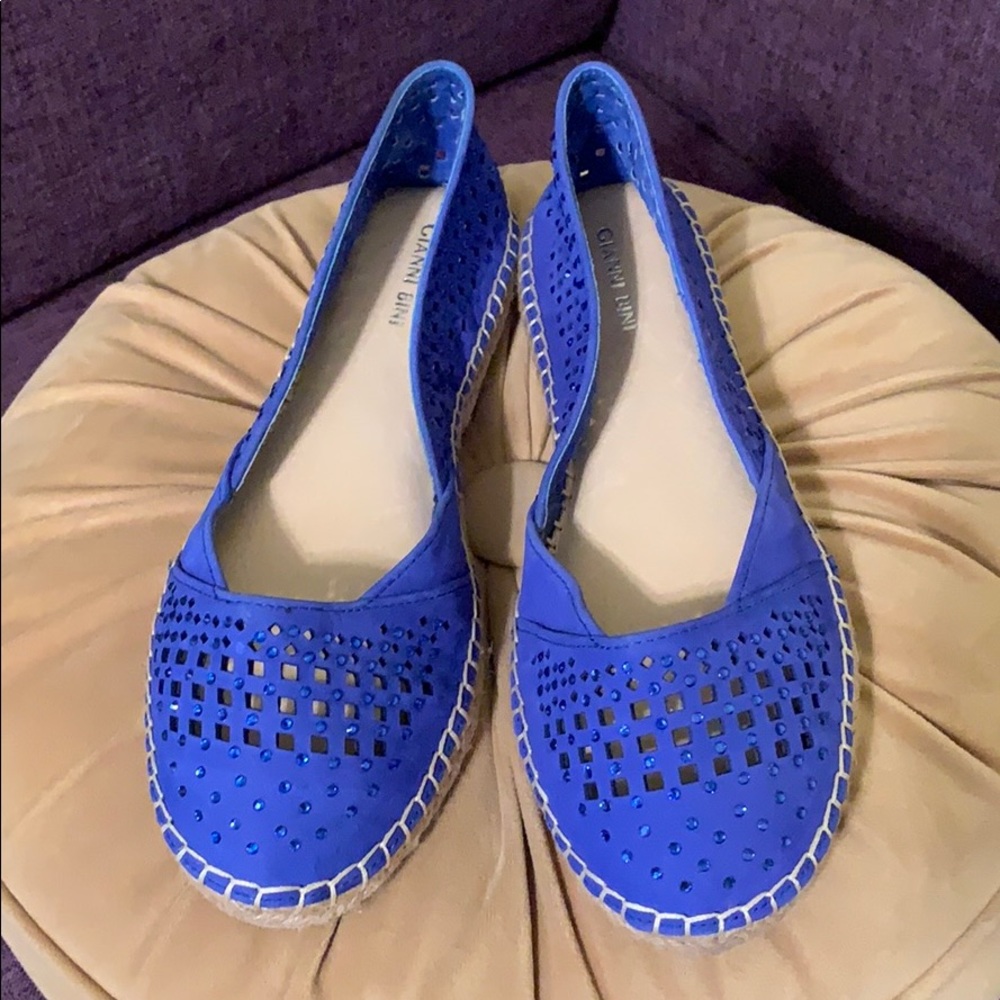 Gianni Bini blue rhinestone flats